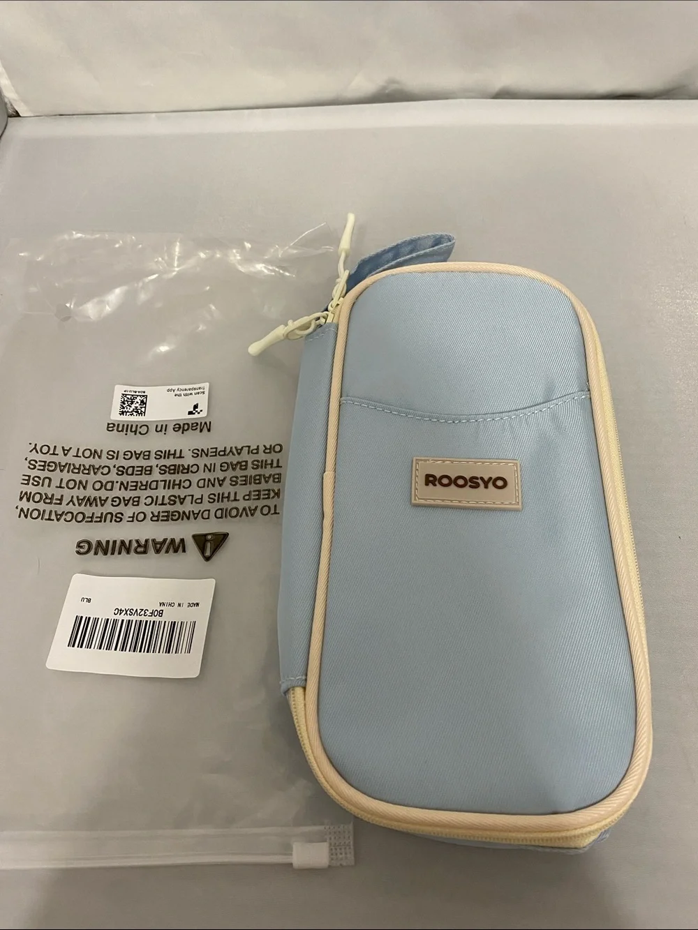 Roosyo Light Blue Pouch with Cream Trim